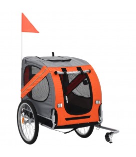 Rimorchio da Bici per Cani Arancione e Grigio