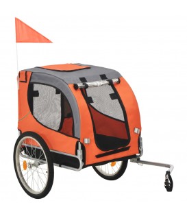 Rimorchio da Bici per Cani Arancione e Grigio