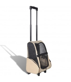 Trolley Trasportino per Animali Pieghevole Multifunzione Beige