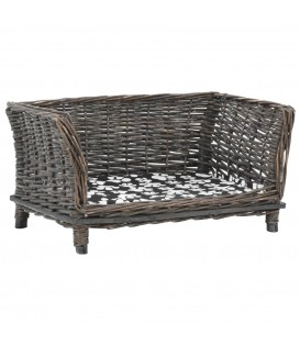 Cesta per Cani con Cuscino Grigio 50x33x30 cm Salice Naturale