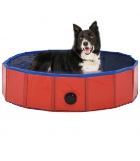 Piscina per Cani Pieghevole Rossa 80x20 cm in PVC