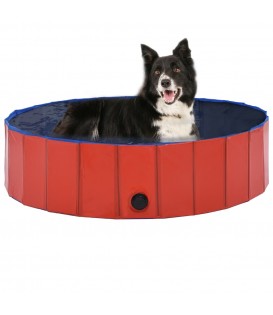 Piscina per Cani Pieghevole Rossa 120x30 cm in PVC