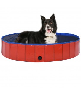 Piscina per Cani Pieghevole Rossa 160x30 cm in PVC