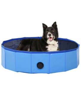 Piscina per Cani Pieghevole Blu 80x20 cm in PVC