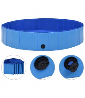 Piscina per Cani Pieghevole Blu 160x30 cm in PVC