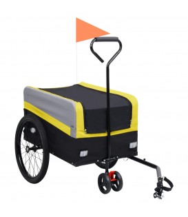 Rimorchio per Bici e Carrello XXL 2 in 1 Giallo Grigio e Nero