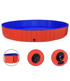 Piscina per Cani Pieghevole Rossa 300x40 cm in PVC