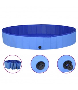 Piscina per Cani Pieghevole Blu 200x30 cm in PVC