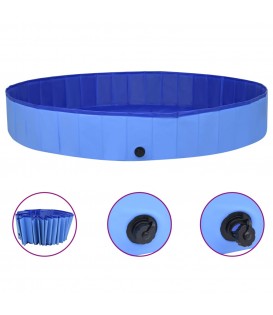 Piscina per Cani Pieghevole Blu 300x40 cm in PVC