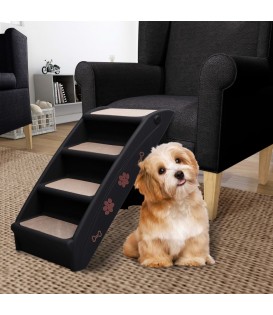 Scala Pieghevole per Cani Nera 62x40x49,5 cm