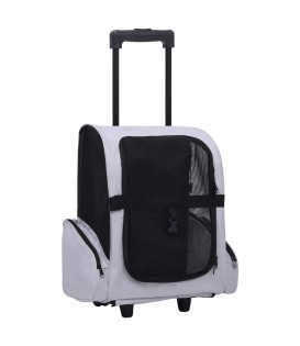 Trolley Trasportino per Animali Pieghevole Multifunzione Grigio