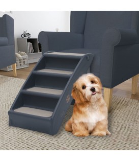 Scala per Cani Pieghevole con 4 Gradini Grigio Scuro