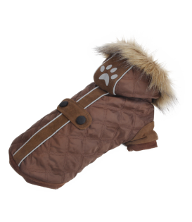 Cappotto imbottito per cani color marrone
